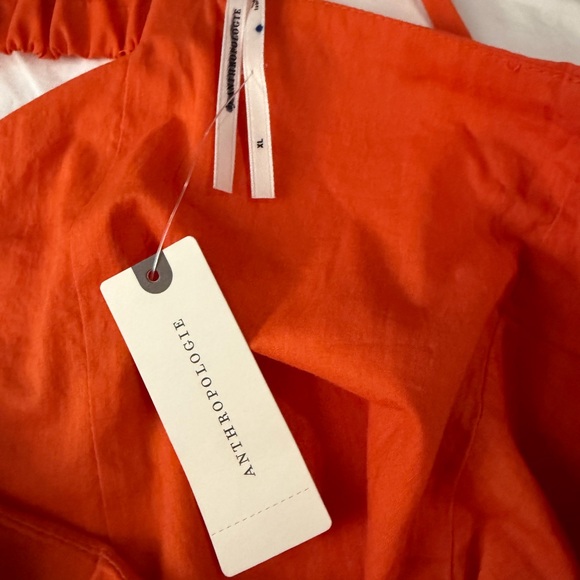 NWT ANTHROPOLOGIE Shift Mini Dress L Tassels Orange - Picture 7 of 13